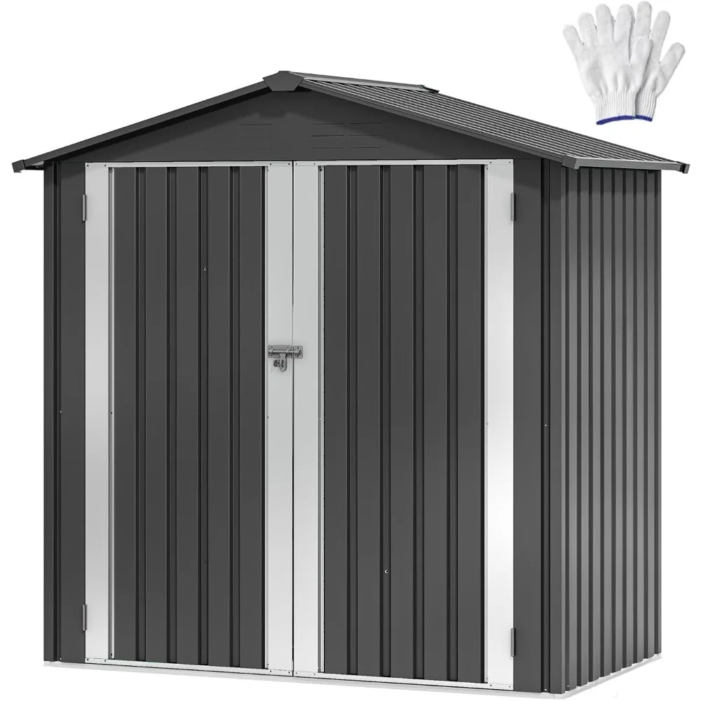 

6 x 4 ft Outdoor Storage Shed, Weatherproof Tool Shed w/Locking Entry & Ventilation for Grass Cutter, Bike, Equipment, Garden