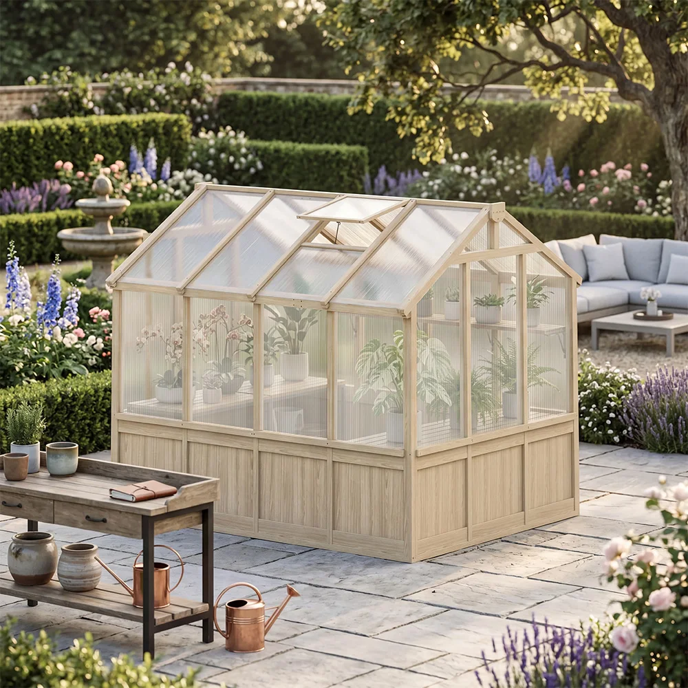 Eco-Friendly Garden Buildings Wooden Invernadero Serre Potager En Verre De jardin  Green House Complete Set Roof Vents Gardens