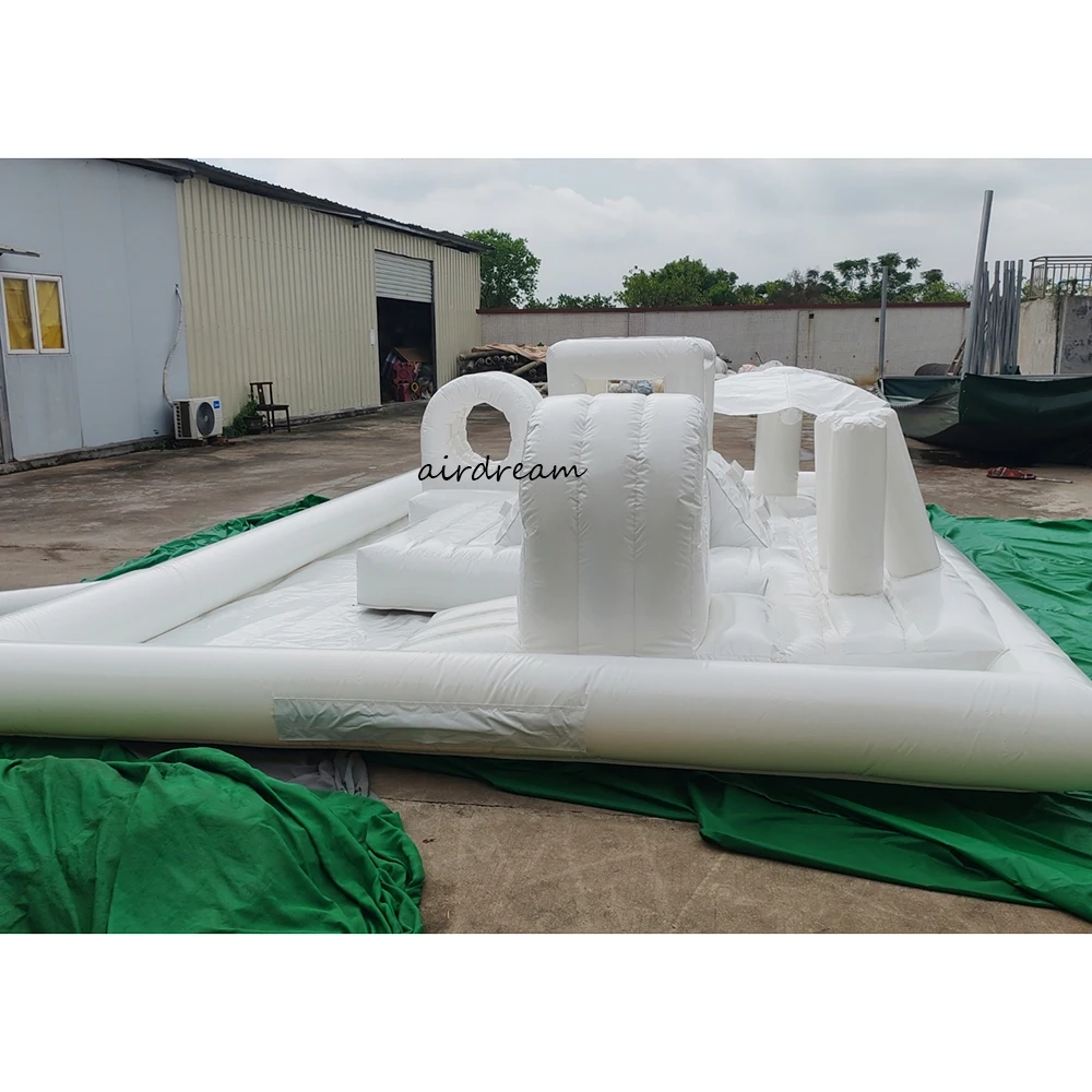 Large 20ft Outdoor Water Game inflatable Bounce House Slide Combo Obstacle Race Water Park Splash Pad Soft Playground for Party