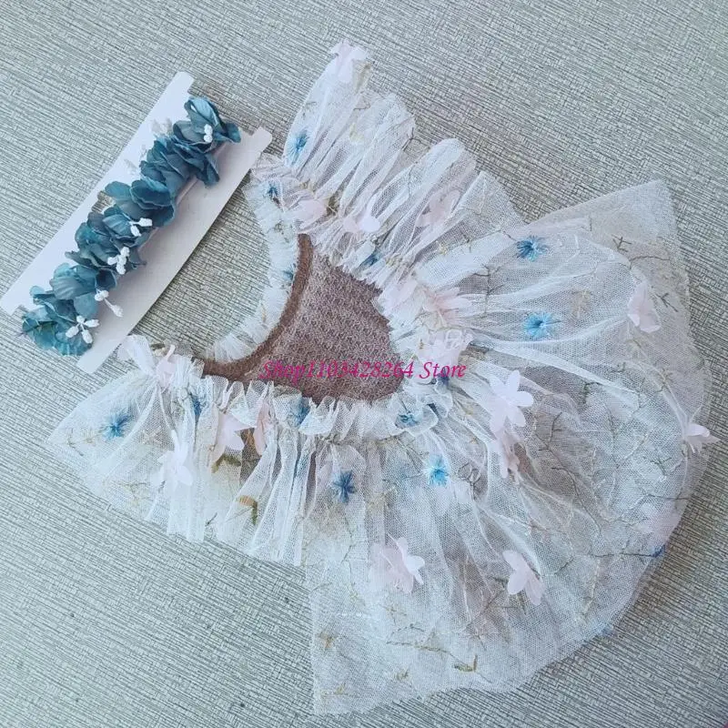 1 Set Lovely Newborns Photography Robe Hairband Feature Lace Trim Floral Charme