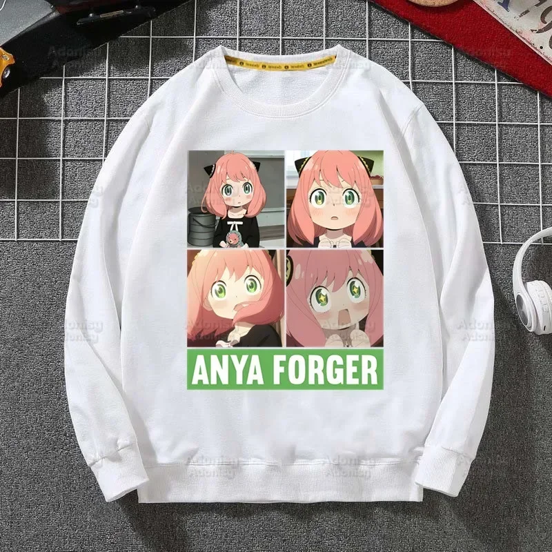 

Anya Smug Funny Men's Spring Autumn Male Kawaii Cartoon Sweatshirts Japanese Anime Spy X Family Men's