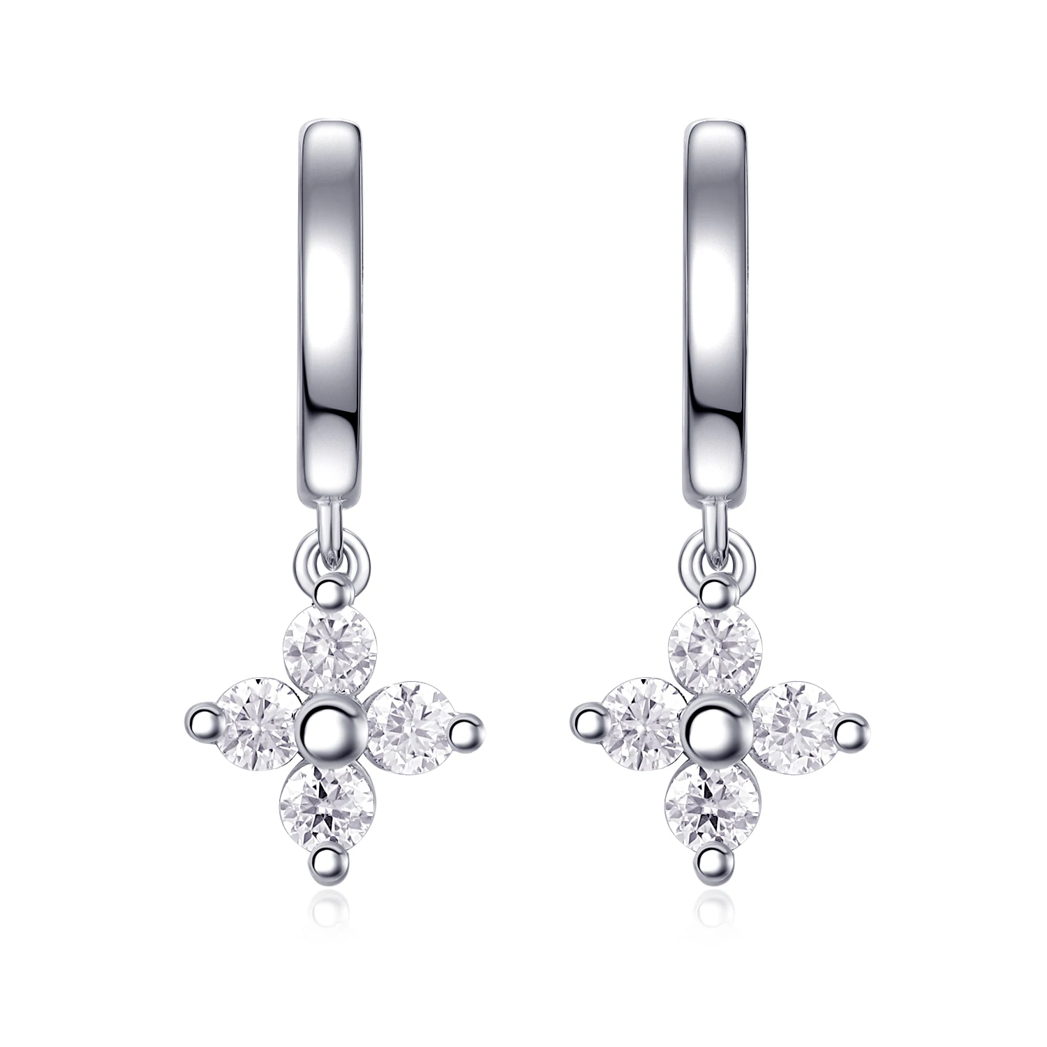 

SE13900 S925 Silver Plated 18K White Gold Flower Earrings with Moissanite 0.8CT