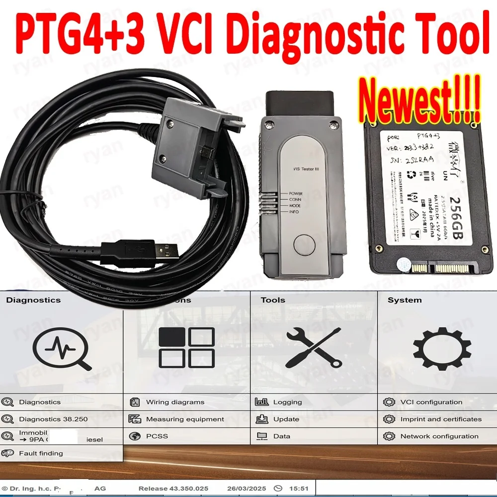 New PIW PT3G PT4G Tester III Car Diagnostic Tool 2in1 Software V43.3 38.25 Unlimited License With E7450 I5 laptop Plug and Play
