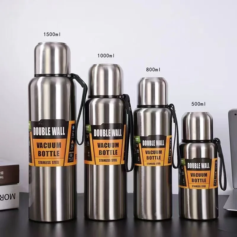 1500ml/1000/500 Thermos Bottle Large Capacity Vacuum Flask Double Wall Thermo Water Bottles Military Insulated Cup for Tea