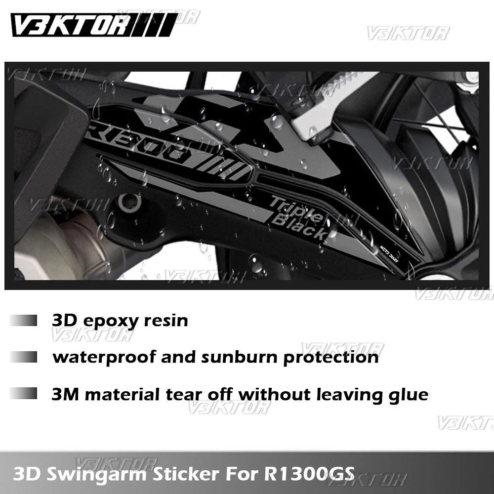 3D Motorcycle Swingarm Decal Triple Black Trophy Swing arm Sticker For R1300GS R1300 GS R 1300 GS