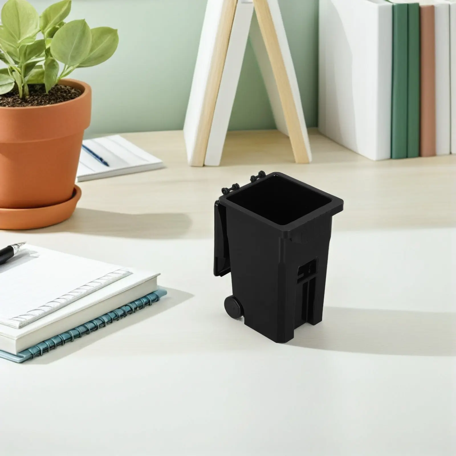 2Pcs Mini Desktop Trash Can Small Plastic Waste Basket with Lid Compact Covered Garbage Bin for Desk Tabletop Office Study