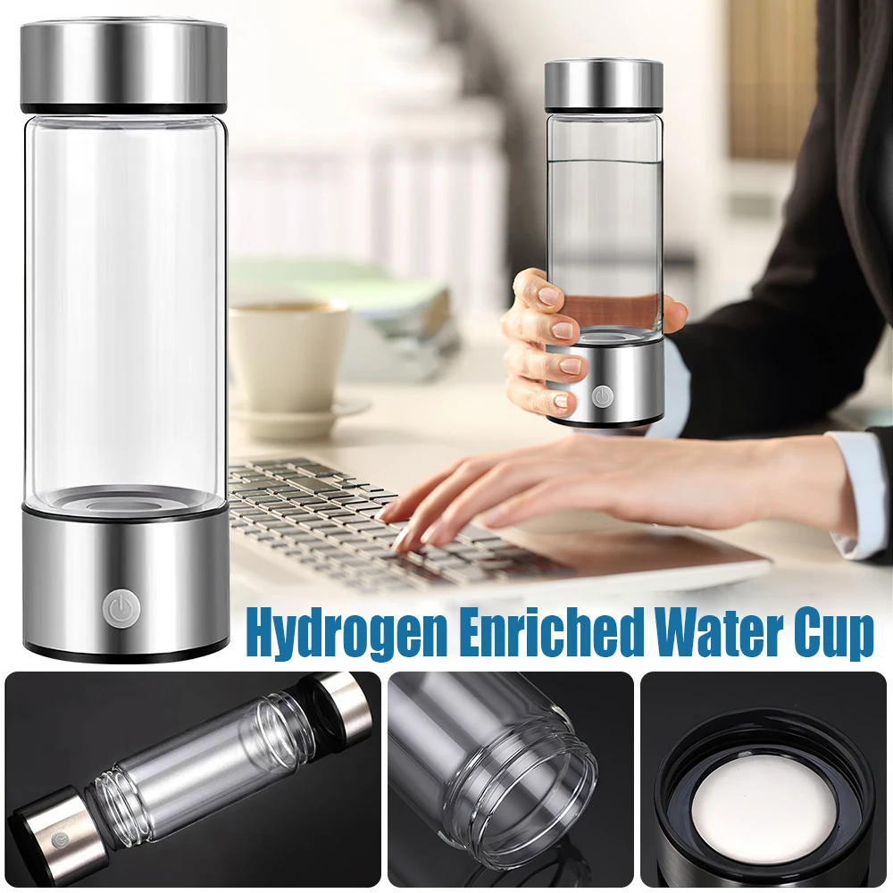 

420ml Hydrogen Rich Water Bottle Alkaline Water Ionizer Generator Bottle Cup USB Rechargeable Antioxidants ORP Hydrogen Bottle