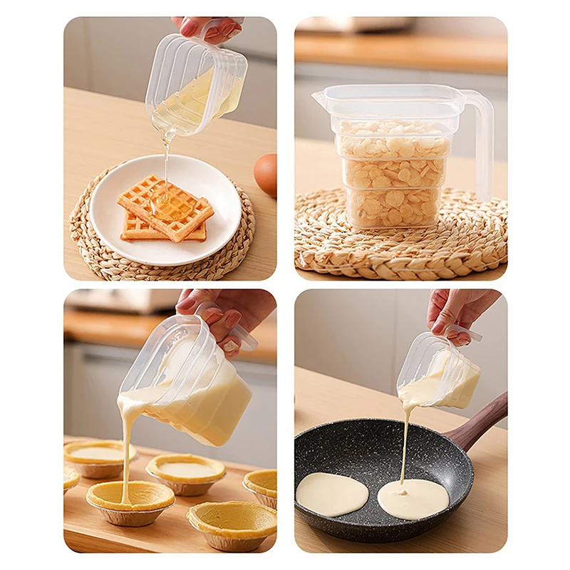 Plástico Transparente Graduado Medição Cup, Household Kitchen Baking Tool, Handle Design Copos, 250 ml