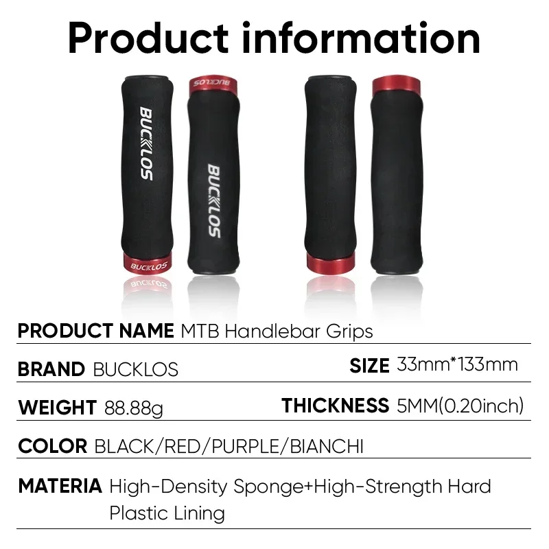 BUCKLOS Mtb Grip Soft Sponge Mountain Bike Grip Lock on Bicycle Handlebar Grips Non-slip Bicycle Handle Comfortable MTB Cuffs