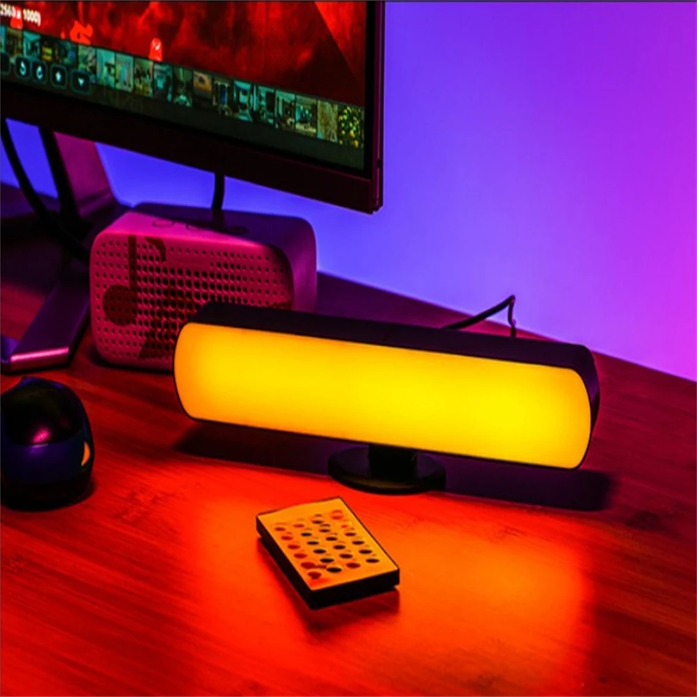 RGB LED Desk Lâmpada Atmosfera, Controle Remoto, 5V, Desktop Night Lights, Adequado para Gaming TV, Decoração do Quarto, 2Pcs