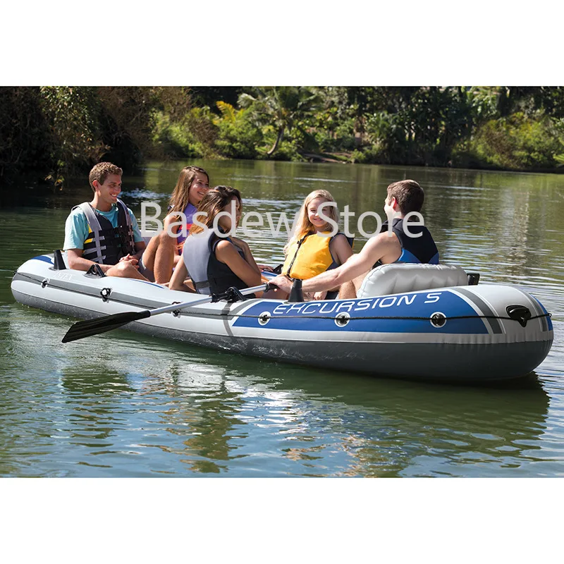 Wear-resistant five-person kayaks, inflatable rubber thickened fishing boats, enlarged outdoor assault boats