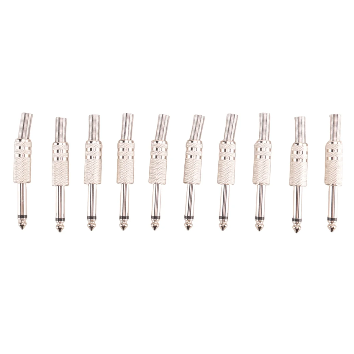 6.35mm Mono Amplifier Plug 1/4Inch Male Mono Monaural Jack Audio Cable Connector Plug Microphone Audio Connectors 10Pcs