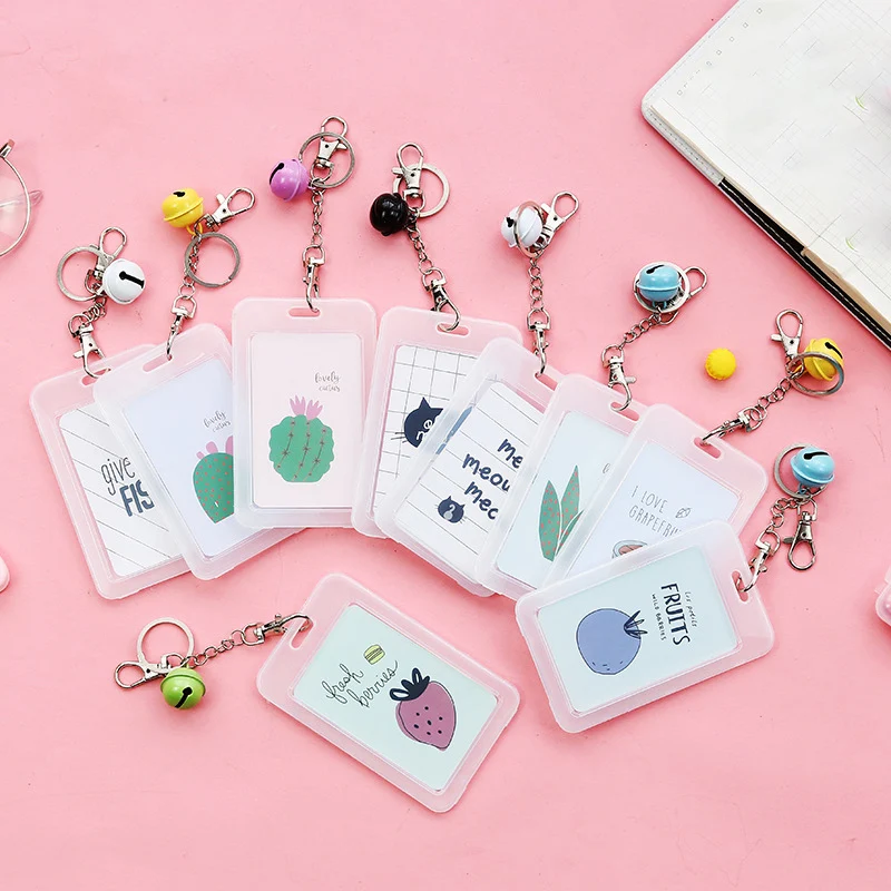 Women Retractable Credit Card Holders Bank ID Holders Badge Child Bus Card Cover Cartoon Cute Fruit Animal Business Card Holder