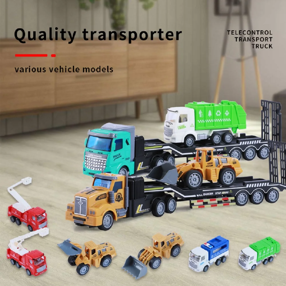 RC Engineering Car Wireless Remote Control Semi Trailer Heavy Transport Truck Container Trailer Simulation Model RC Car Toy Gift