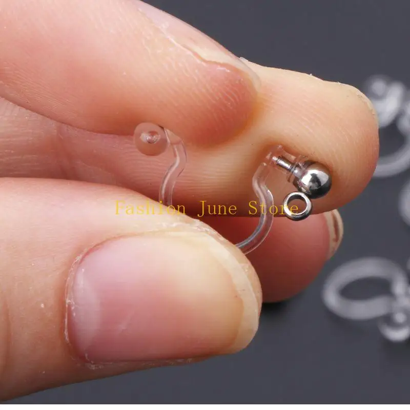 N5KA 10pcs مقاطع قرط الراتنج غير المرئية للآذان غير المثقوبة مع ثقوب مجوهرات DIY