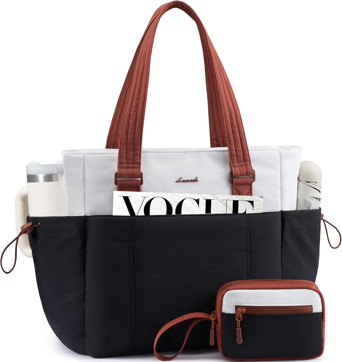 

Женская сумка-тоут, объемная сумка для работы с большим держателем для стакана, стеганая сумка для ноутбука, дорожная сумка-тоут, сумка через плечо, дамская сумочка