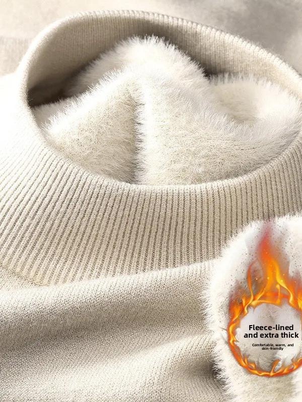 

Мягкий вязаный свитер на флисовой подкладке, теплый, однотонный, средней длины, мужской, модный, городской, стильный, повседневный, из полиэстера...