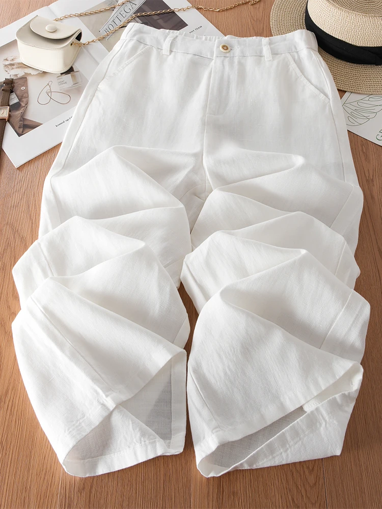 

Summer Thin High Waist Draped Casual Pants Women's Wide Leg Linen Ice Silk Sun Protection Straight Leg Pants