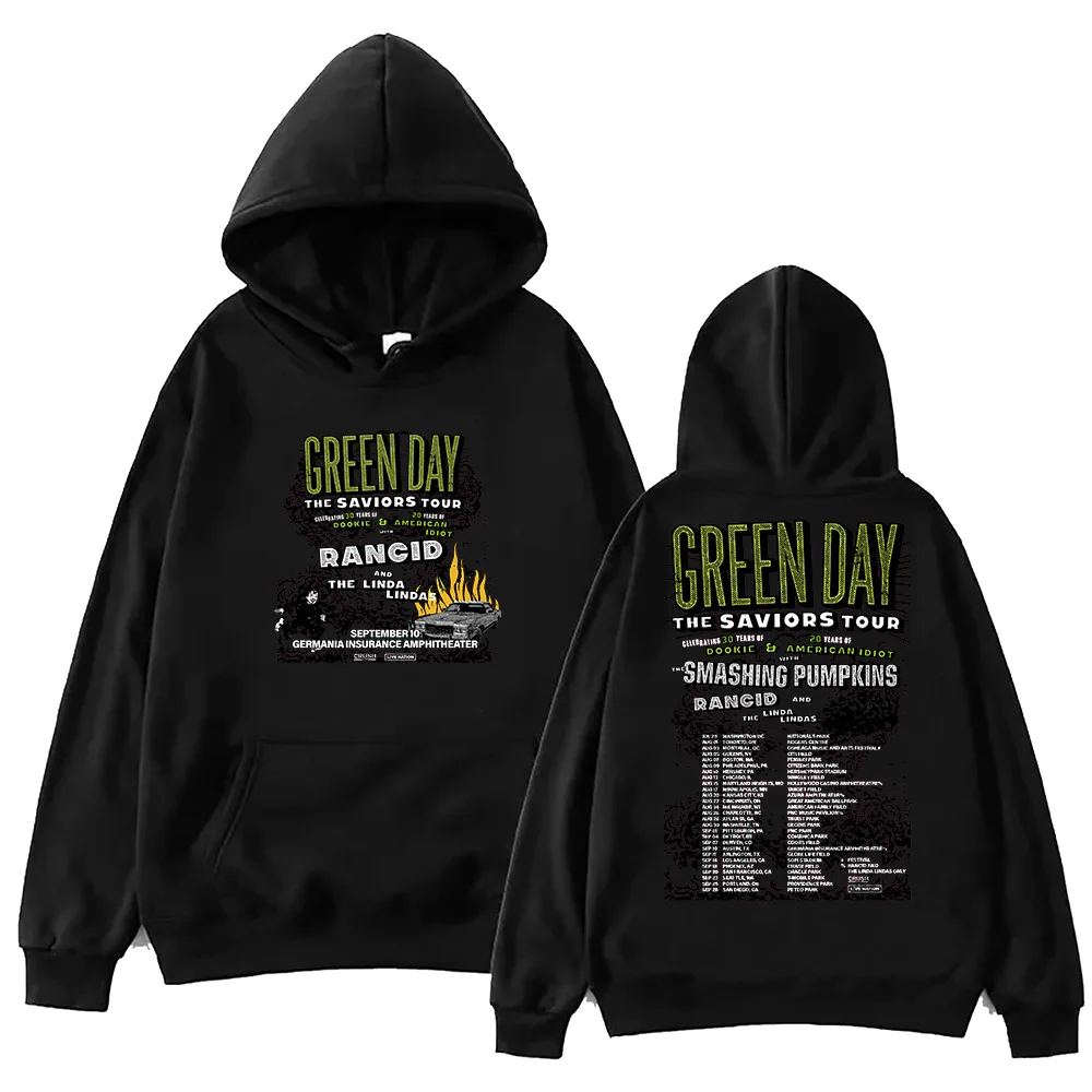 Green Day The Saviors Smashing Pumpkins 2024 Tour Hoodie Harajuku Hip Hop Pullover Tops Sweatshirt Fans Gift Tops