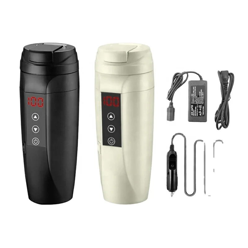 Taza inteligente para coche de viaje, taza calefactora de agua de acero inoxidable 304, hervidor eléctrico con Control de temperatura de 12V/24V
