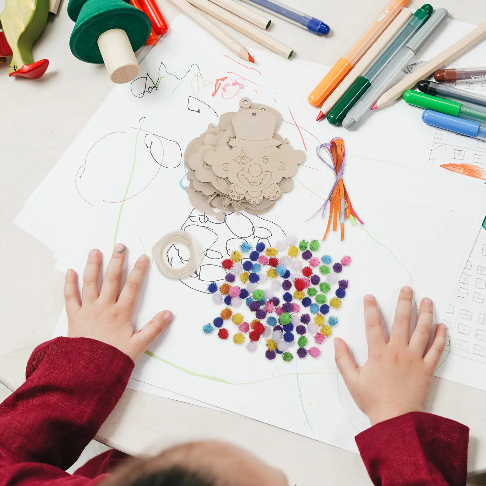 

Набор деревянных заготовок для поделок: Карнавальный клоун, неокрашенные, с предварительно просверленными отверстиями, для подвешивания, для росписи, DIY, для цирковой вечеринки, праздника