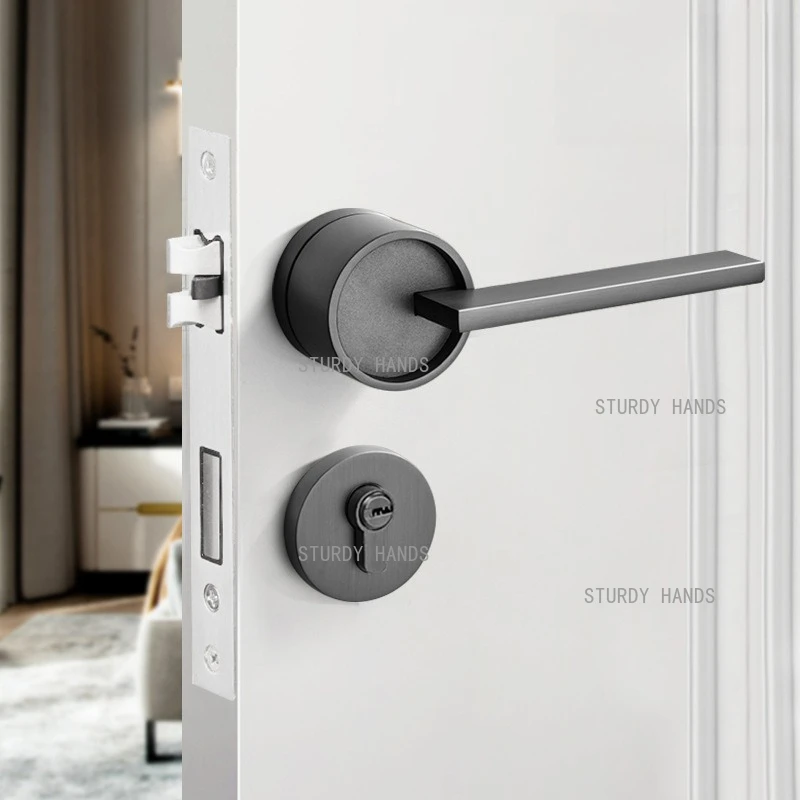 

1 set of zinc alloy silent door lock universal indoor wooden door bedroom split handle lock