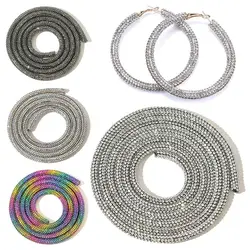 Glass Crystal Cord Rhinestone Rope Applique Colorful Tube Trim Strass Bridal Dress Clothes Hairpin Shoes Bags DIY