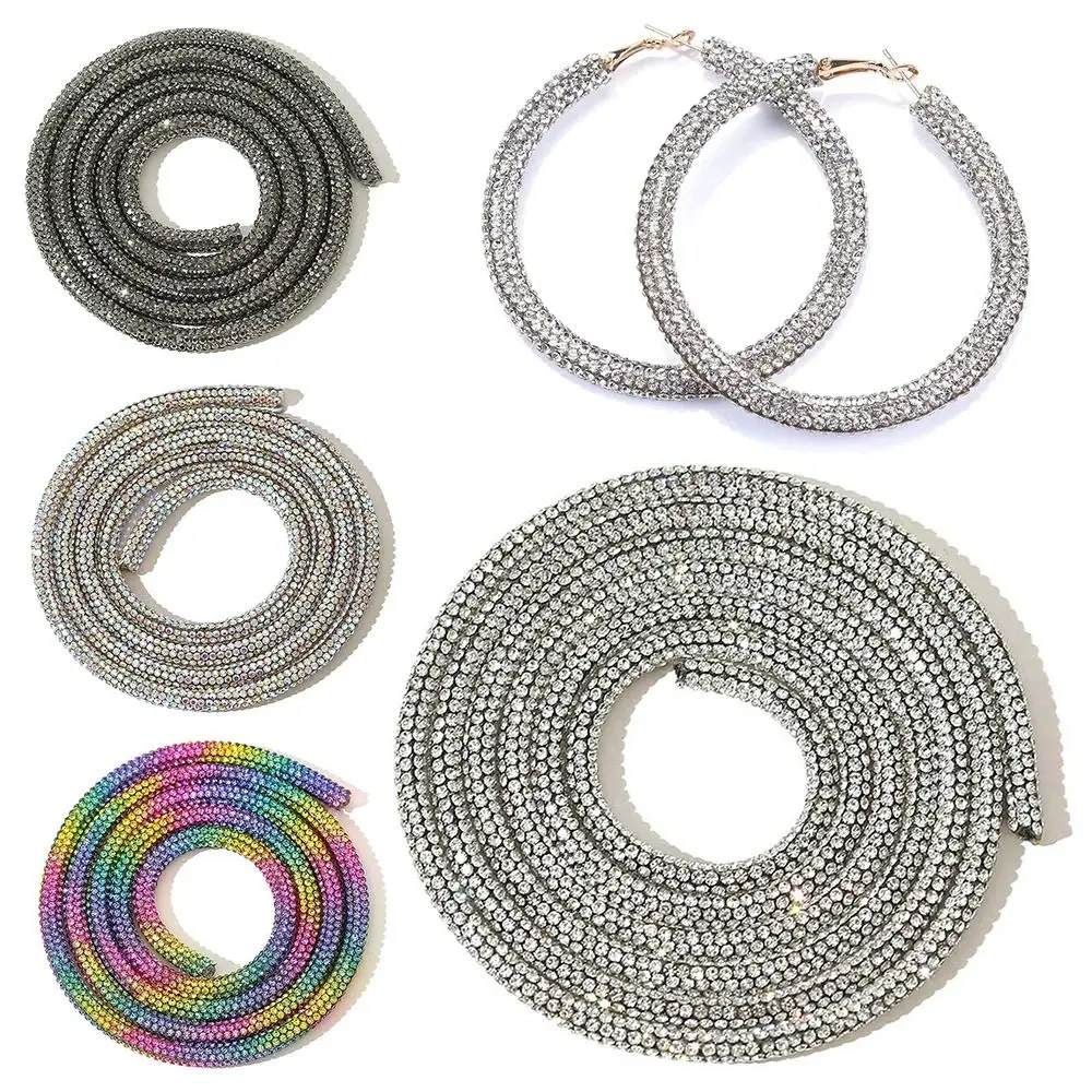 Glass Crystal Cord Rhinestone Rope Applique Colorful Tube Trim Strass Bridal Dress Clothes Hairpin Shoes Bags DIY