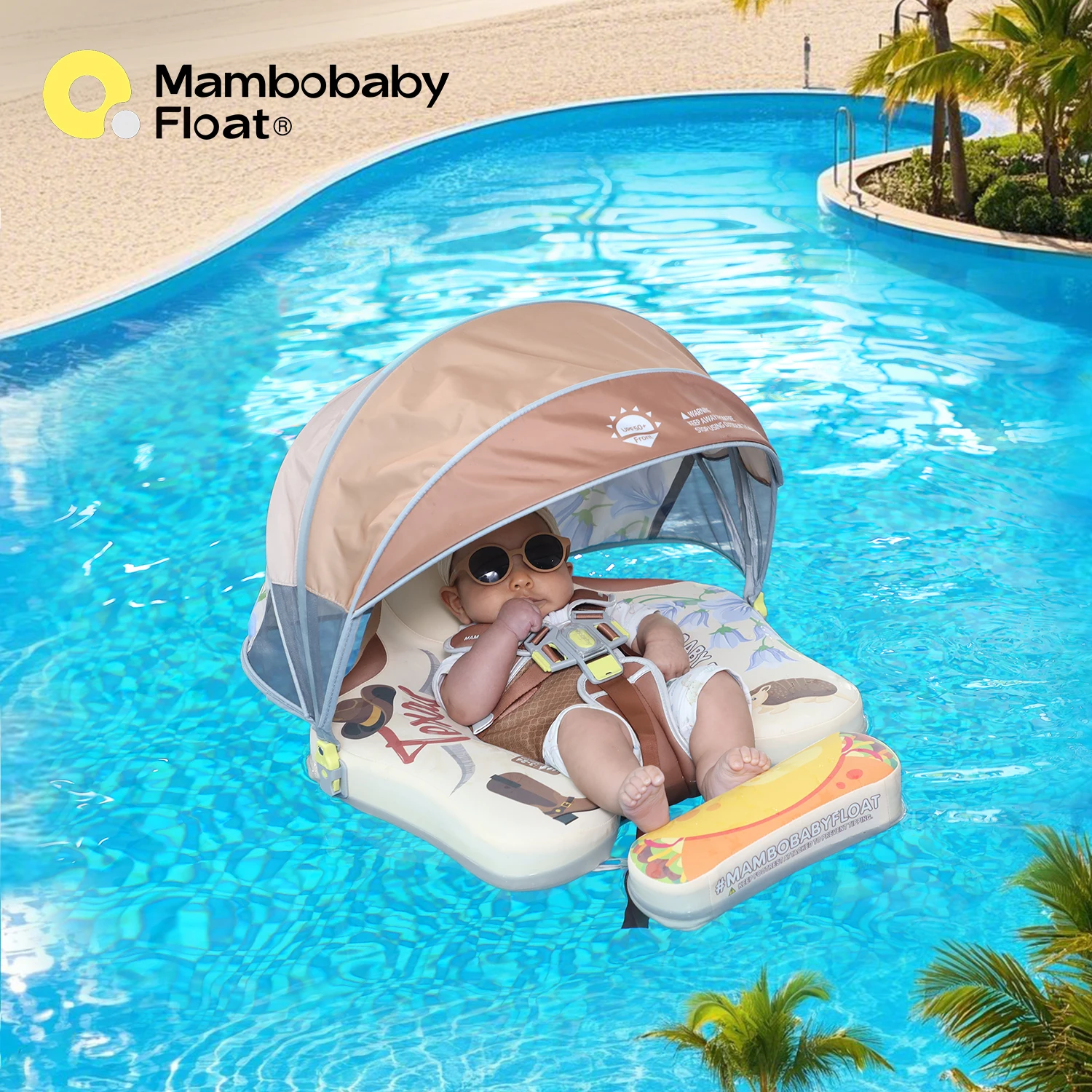 

Mambobaby Float Long Service Life with Canopy SunshadeSafe Harness Technology Baby Swim Ring Toddler Pool Float Infant LifeBuoy