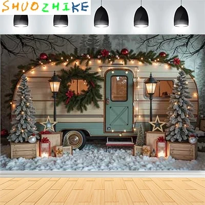 

Christmas Day New Year Party Photography Backdrops Prop Window Living Room Interior Xmas Tree Snow Theme Photo Background FN-12