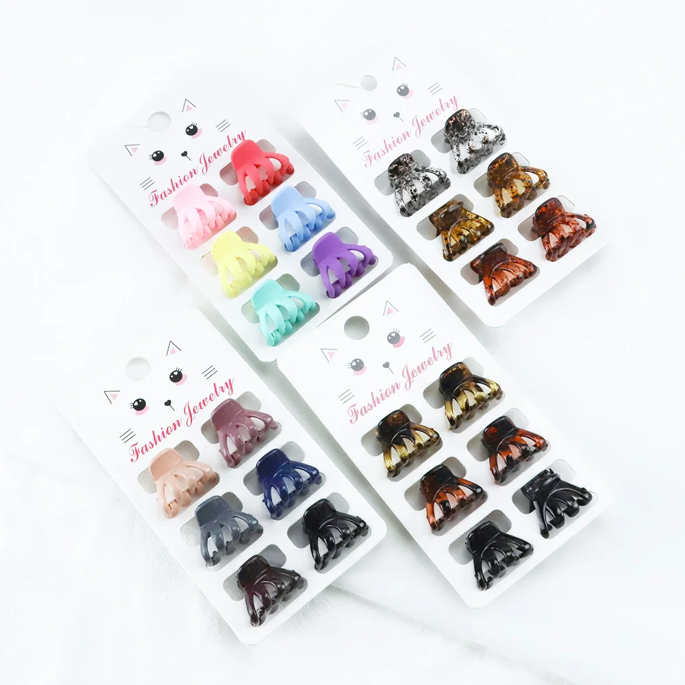 6PCS/Set Plastic Small Hair Crab Claw Women Girl Leopard Bow Cute Mini Clamp Clips Hairpin Barrettes Basic Hair Accessories