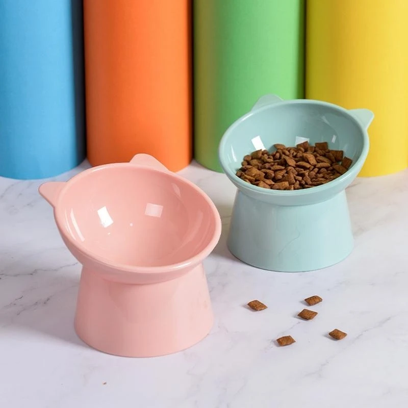 Elevated Cats Bowls Small Dog 45° Tilted Raised Feeding Dish Plastic Sta view 2