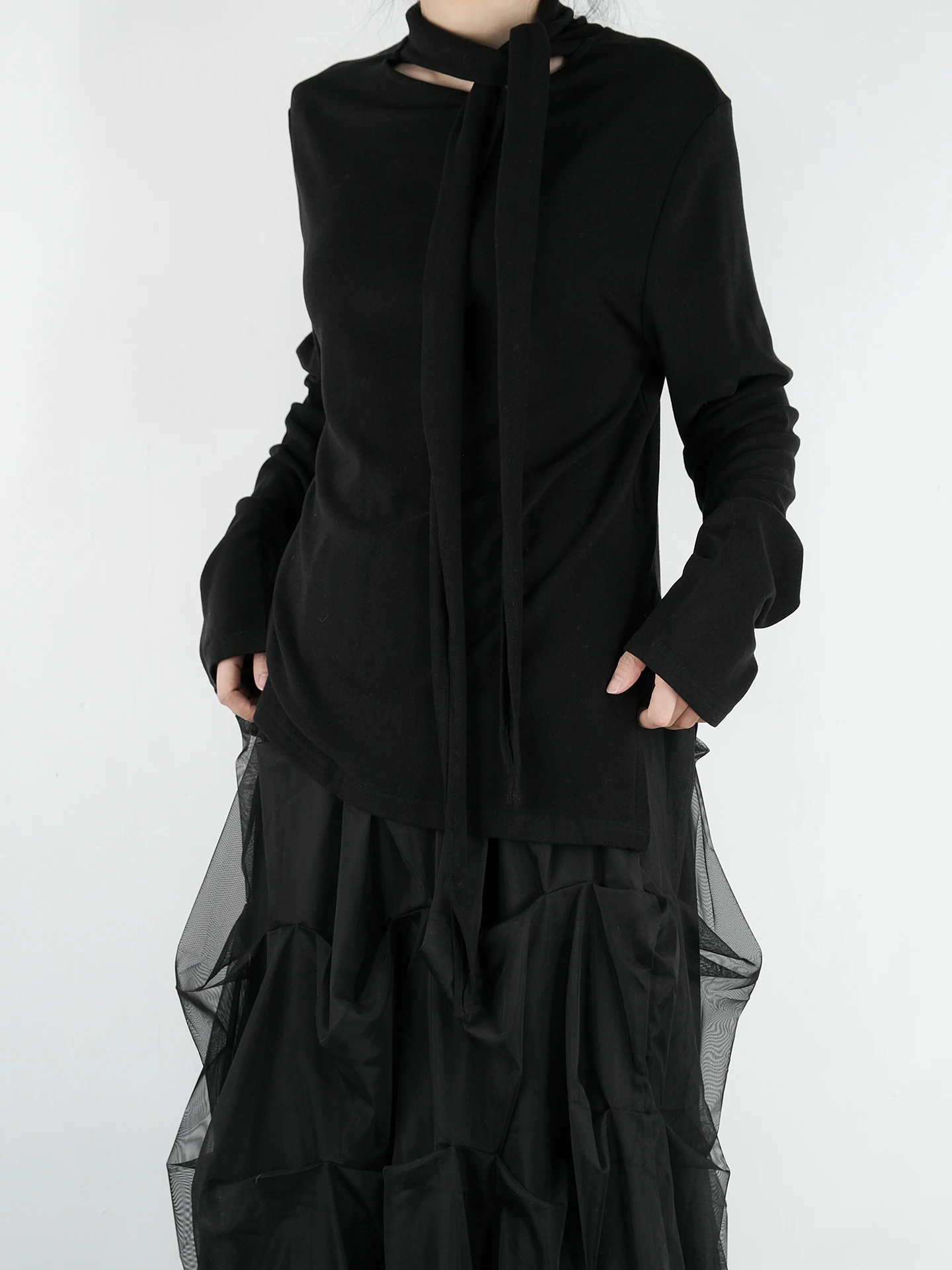 

Женская базовая футболка Ele Fce на подкладке, осенне-зимний сетчатый топ, универсальная внутренняя одежда, хлопковая длинная футболка све для женщин