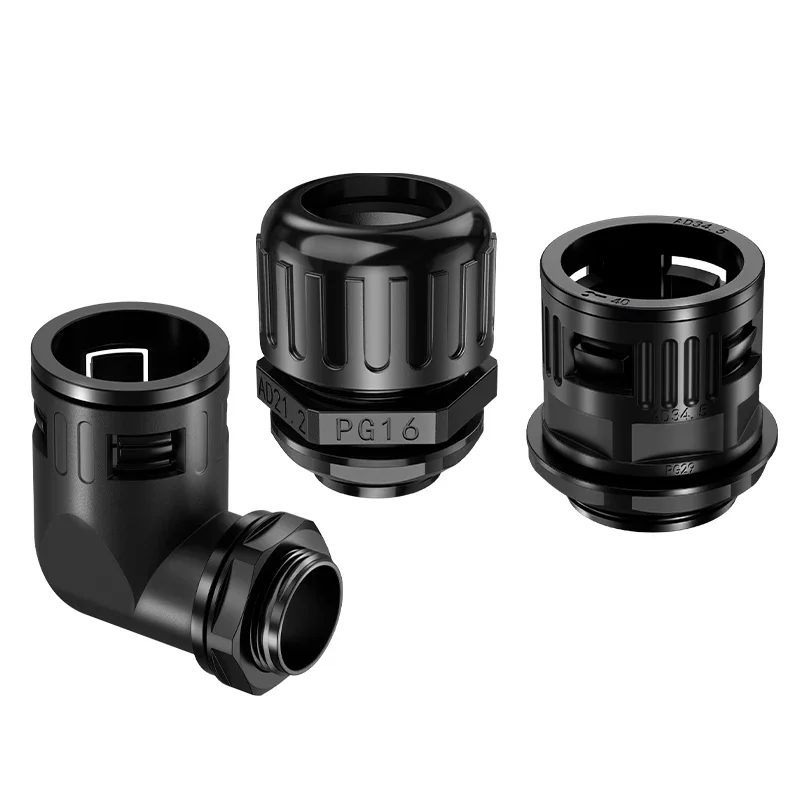 10 Pieces Plastic corrugated pipe fittings nylon hose waterproof fittings quick fittings threading pipe fitting 90 degree elbow