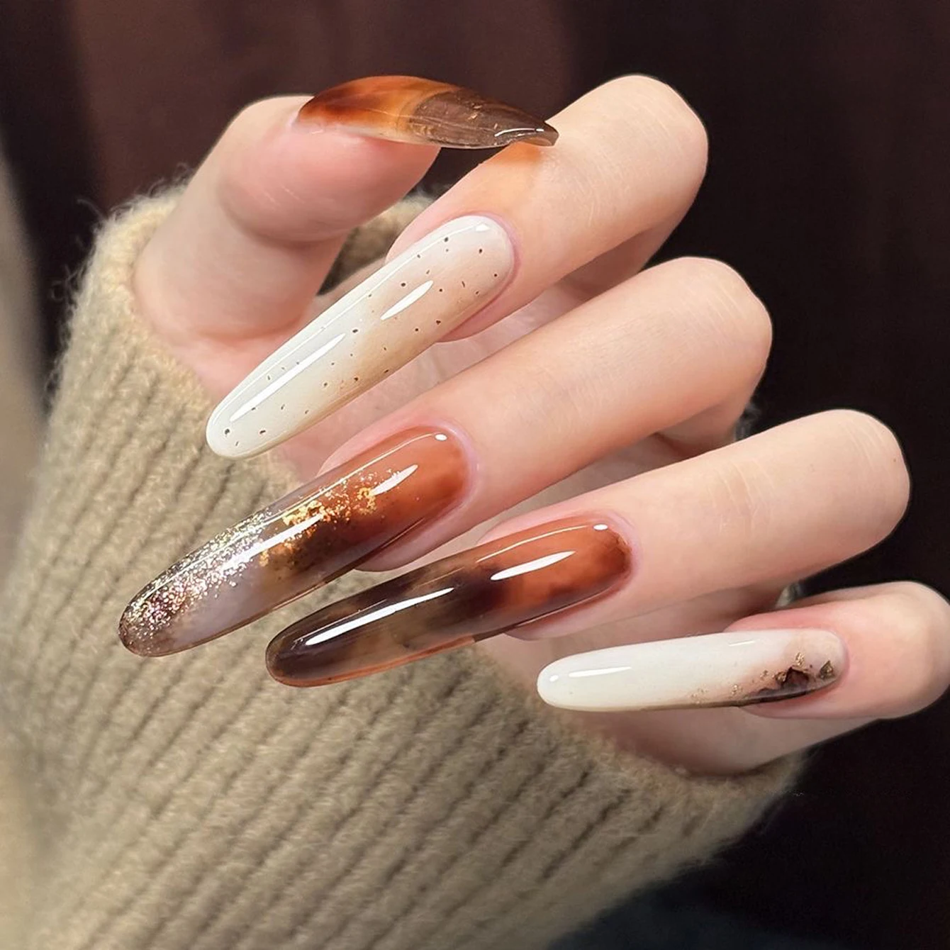 10ML 1-Autumn Amber Jelly Nail Polish Gel 2025 New Style Maillard Ice Transparent Tortoise Shell Caramel Coffee Brown Nails
