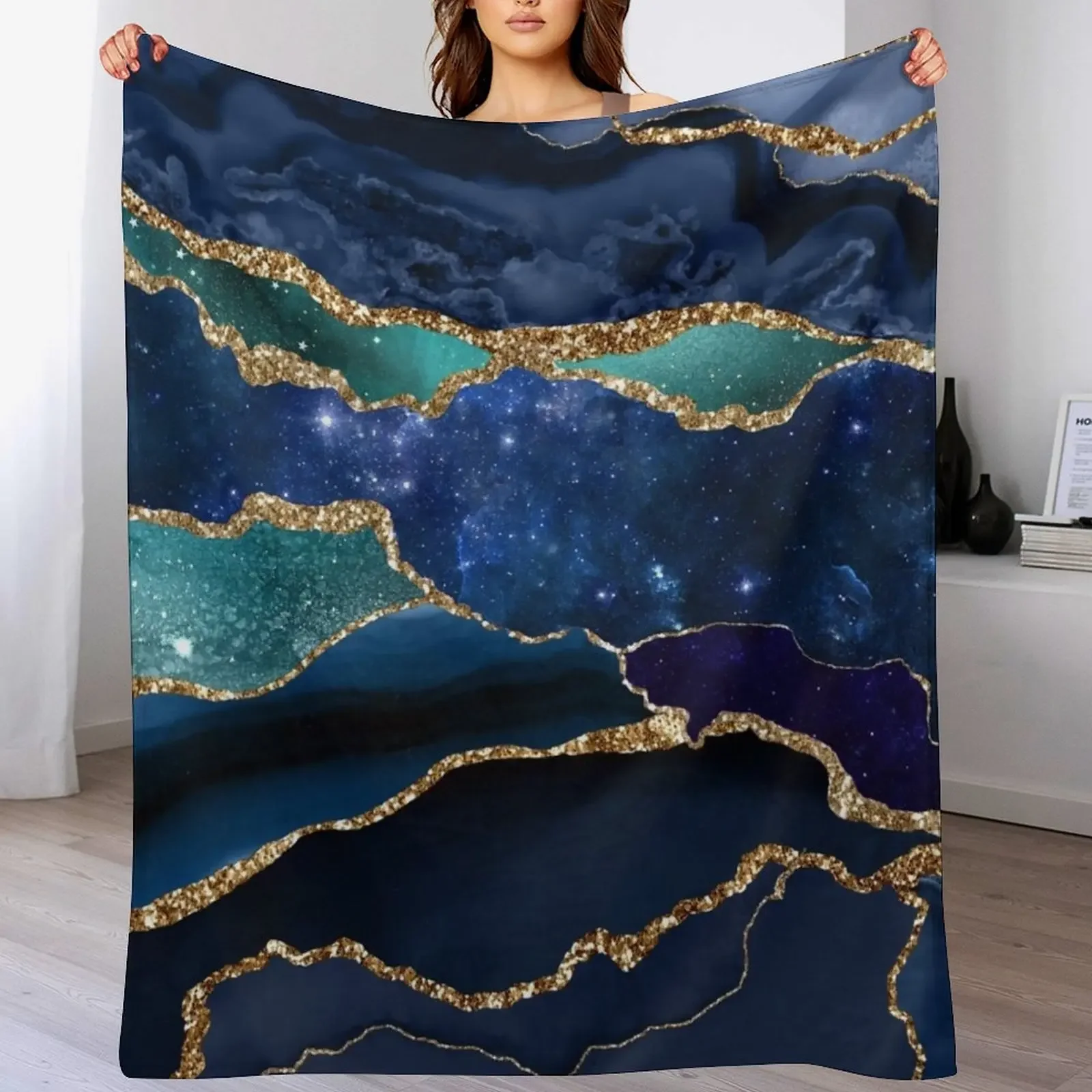

Glamour Milky Way Faux Marble Galaxy I Throw Blanket Summer Decorative Sofas Blankets