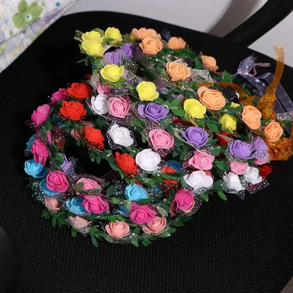 

Vintage Fashion Foam Wedding Luminous Headwear Wreath Decoration Women Headwear LED Light Garland Crown Flower Headband