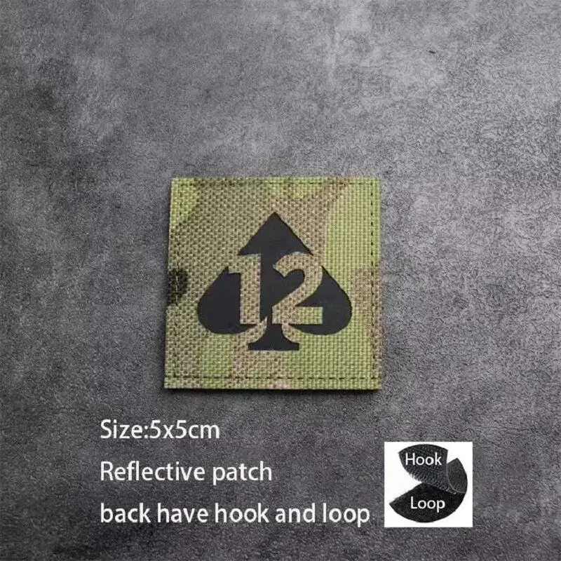 IR Reflective Poker Ace of Spades Tactical Morale Backpack Chapter Nylon Fabric Laser DIY Luminous Patches for Clothing