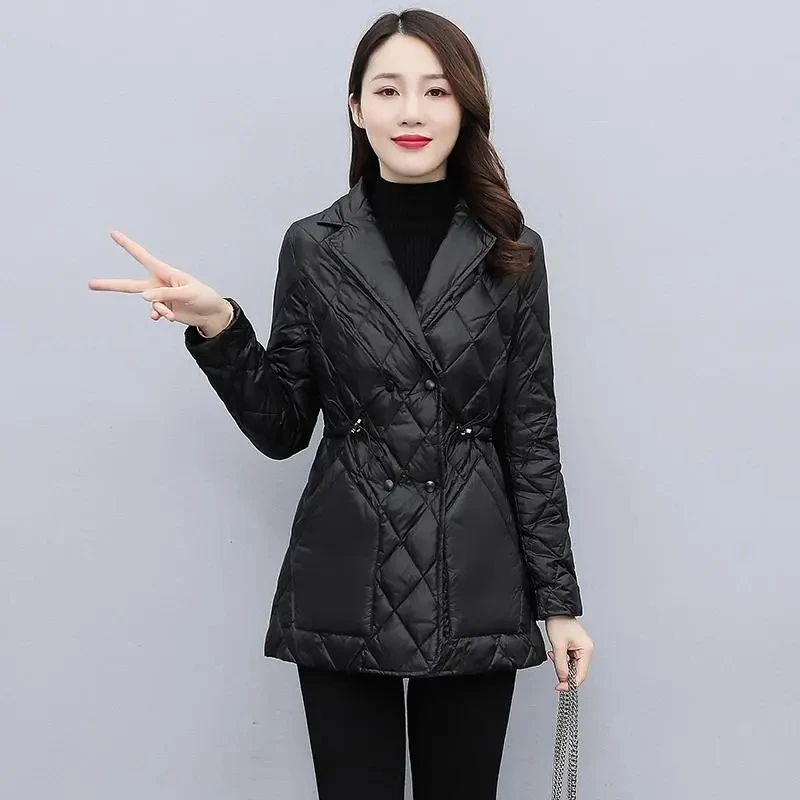 Down Cotton Jacket Women 2023 Autumn Winter New Design Sense Fashion Padded Coat Female Large Size Light Thin Slim Parkas