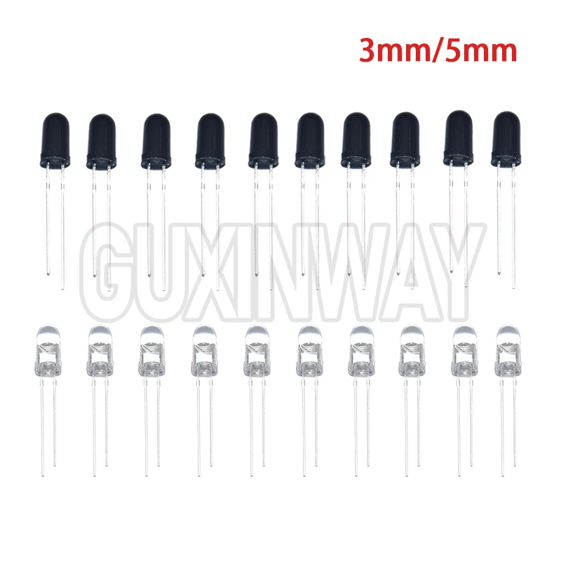 10pairs 3mm 5mm 940nm LEDs Infrared Emitter and IR Receiver Diode F3 F5 Diodes for Arduino DIY