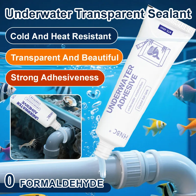 60g Waterproof Sealant Transparent/White Waterproof Glue No Hurt Fish Tank Repair Water Adhesive Plastic Pipe Underwater Sealant
