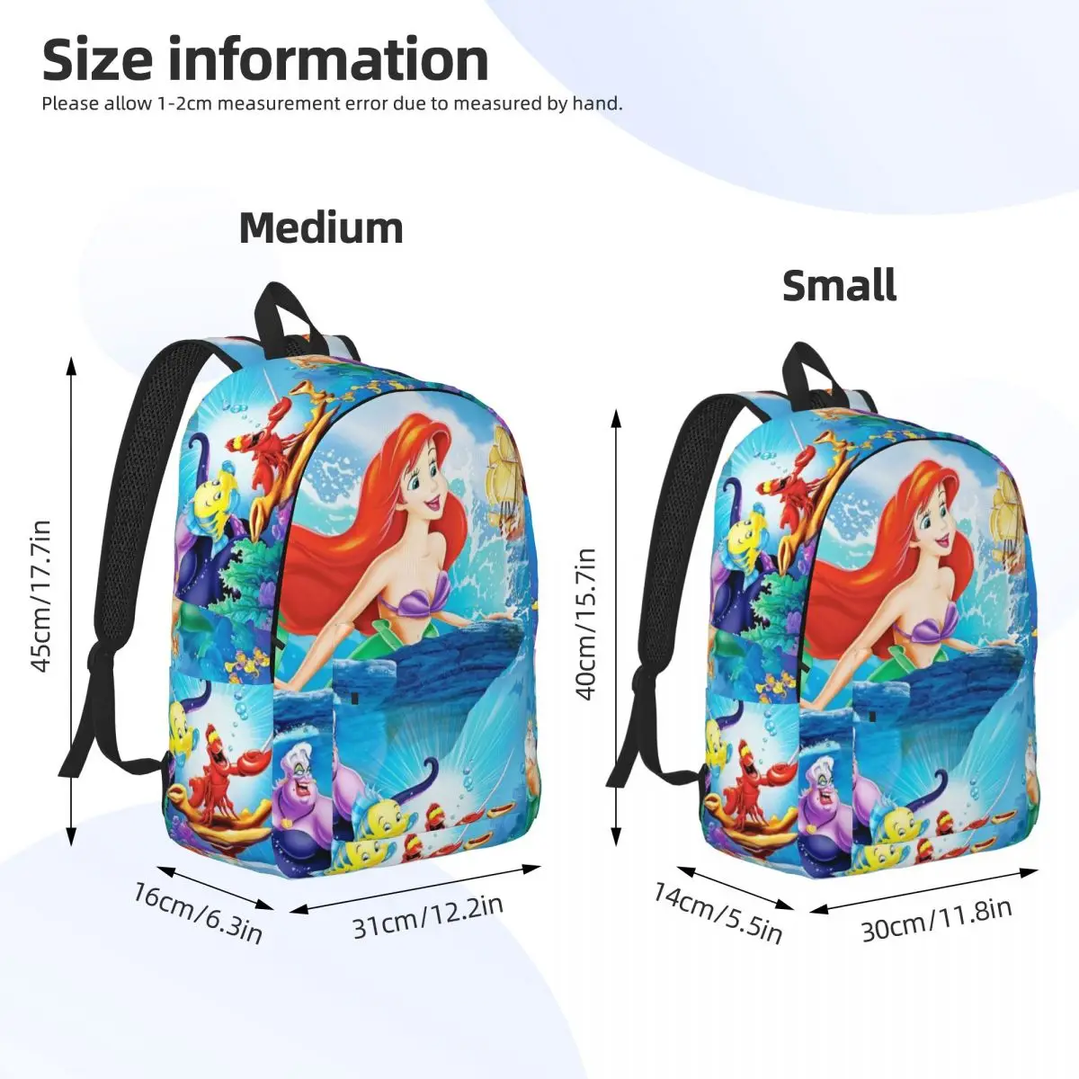 Custom Little Mermaid Poster Laptop Backpack Women Men Fashion Bookbag for College School Students Bag