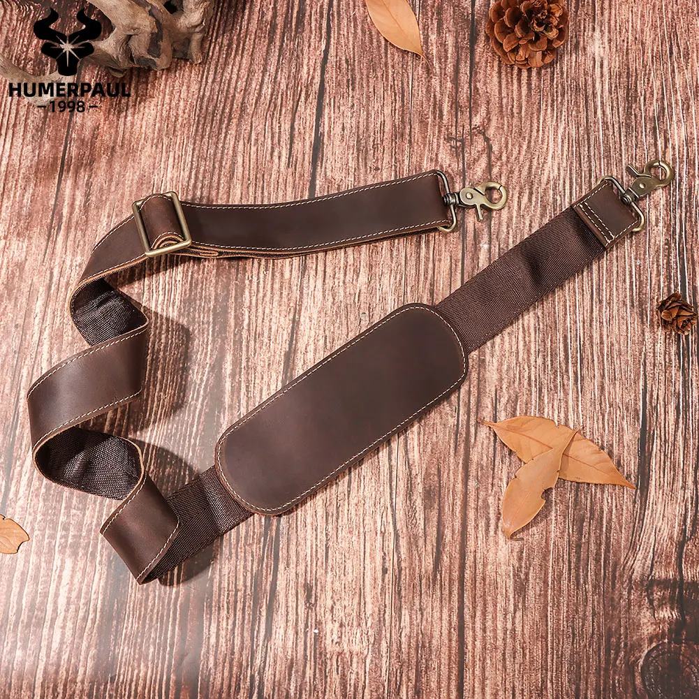 127cm Long Adjustable Genuine Leather Bag Strap for Crossbody Solid Color Messenger Shoulder Bag Strap Replacement Accessorie