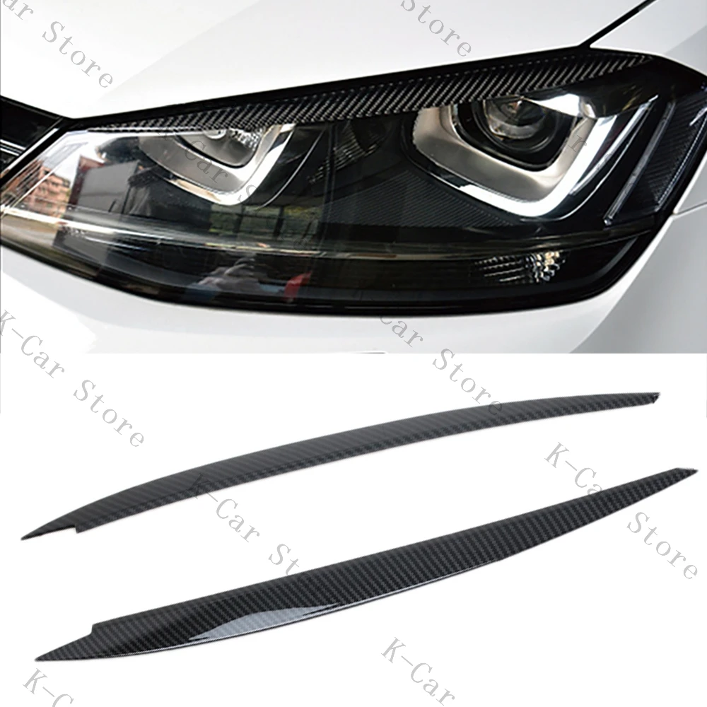 Car Headlight Eyebrow Eyelid Cover Trim ABS Carbon Fiber Eye-catching For VW Golf 7 VII GTI GTD R MK7 2013-2017