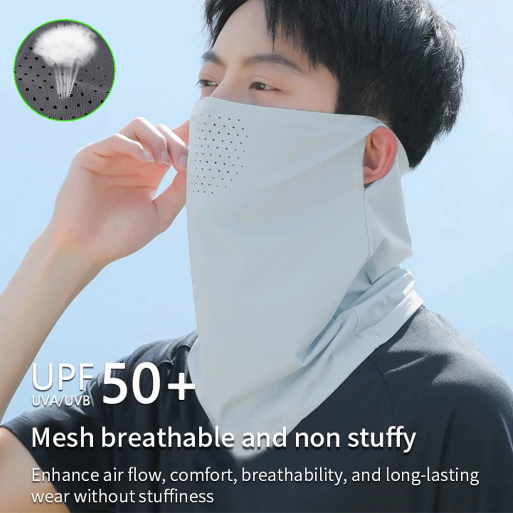 Ear hanging Face Scarf Breathable Ice Silk Sun Protection Mask Anti Ultraviolet Outdoor Caps Cycling Neck Wrap Cover Unisex