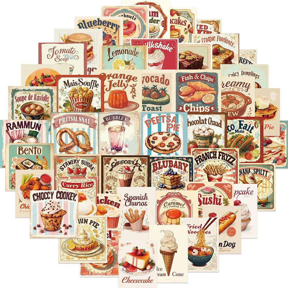 10/30/50 stücke Retro Leckeres Essen Dessert Aufkleber Laptop Reise Gepäck Kühlschrank Gitarre Telefon Fall Wasserdichte Dekoration Aufkleber