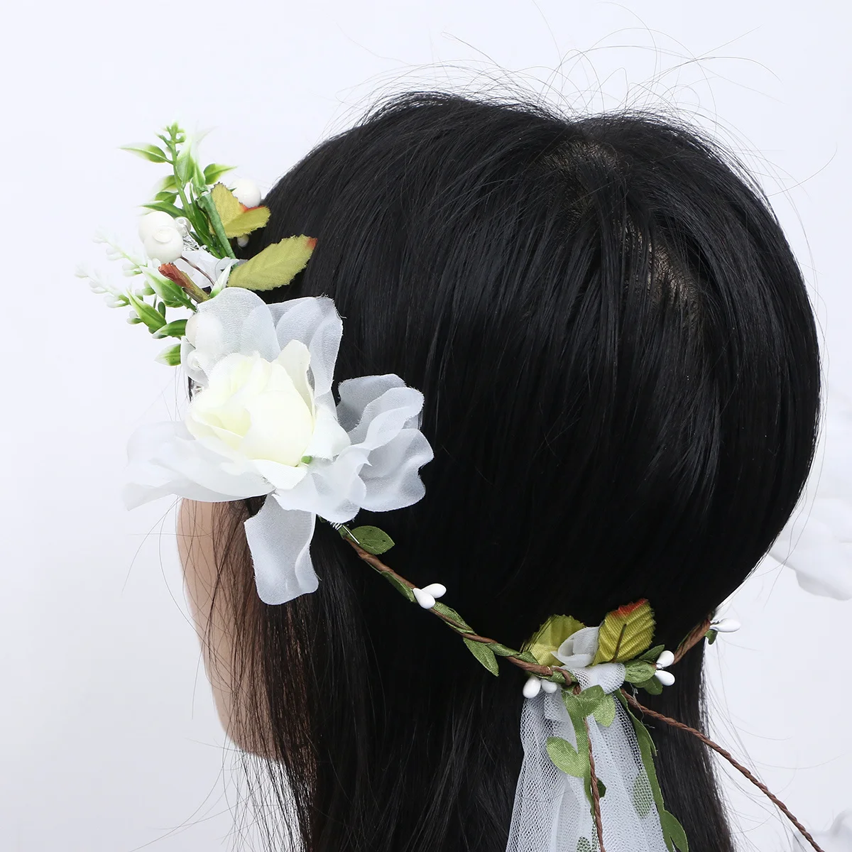 

Романтическая свадебная фата Мантилья Элегантный кружевной мягкий тюль Длинная пряжа Фата невесты Цветочный венок Головной убор для помолвки