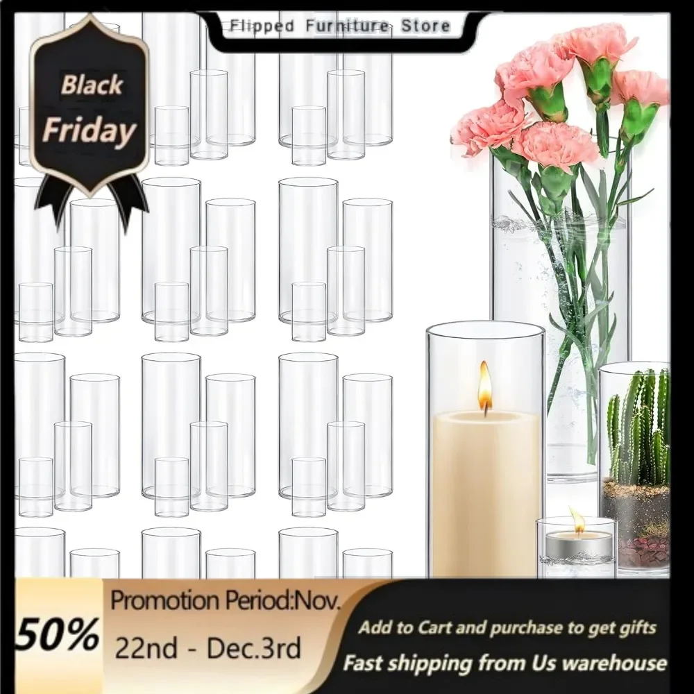 

Glass Cylinder Vases multi-dimension Tall Clear Flower Vase Hurricane Floating Candle Holder for Table Centerpiece Wedding .