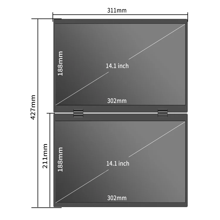 

2026unique 14-дюймовый портативный двойной экран IPS со светодиодной подсветкой и интерфейсами HD и типа C, двойной портативный