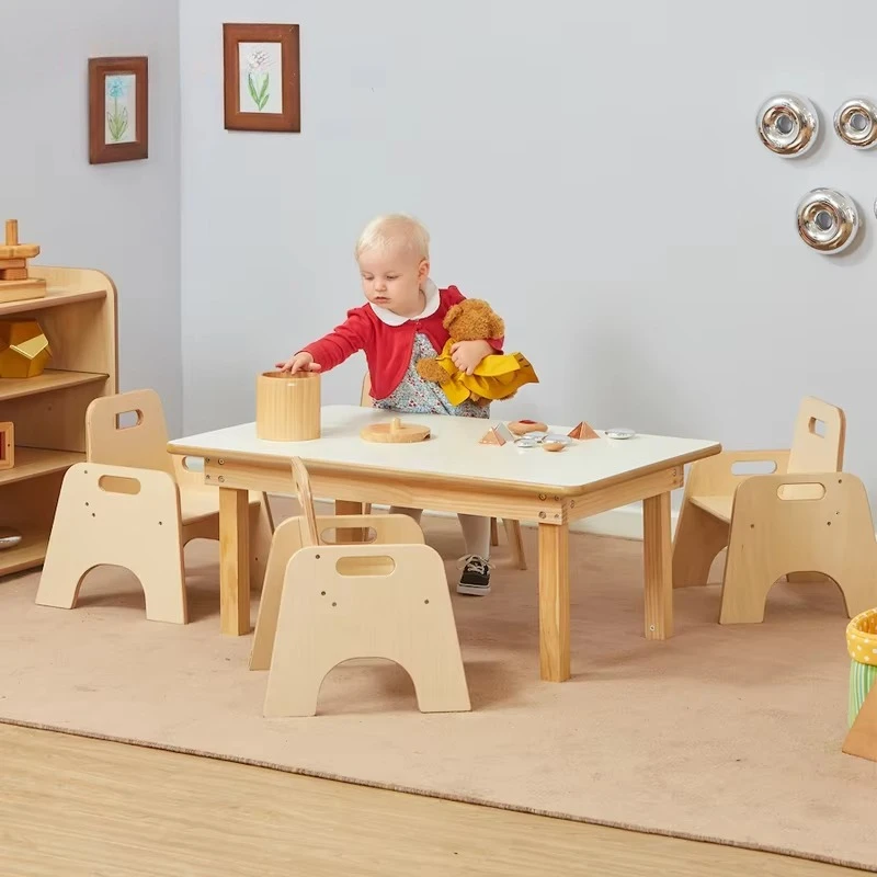 

Birch plywood activity table and chair set Montessori school kindergarten nursery preschool day care class classroom furniture